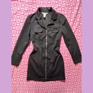 80s black longsleeve zip up vintage possessed dress
